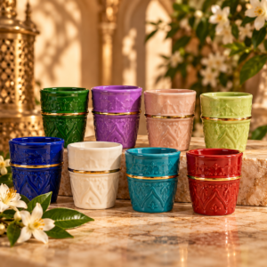 olorful Moroccan ceramic cups for wedding guest gifts by MyRose Events
