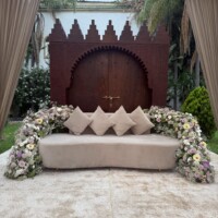 bridal stage sofa with flower decor