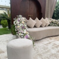 bridal stage sofa with flower decor