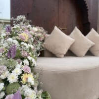 bridal stage sofa with flower decor